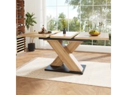 Mesa De Jantar Retrátil 158,5 X 80 Cm 6 A 8 Pessoas Em Mdf Natural Estilo