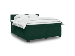 Vidaxl Cama Com Molas/colchão 200x200 Cm Veludo Verde-escuro