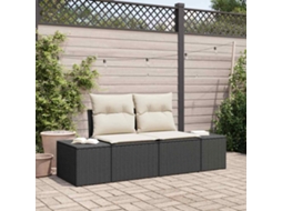 Vidaxl Sofá De Jardim Com Almofada Preto 184 X 62 X 69 Cm Vime Pe