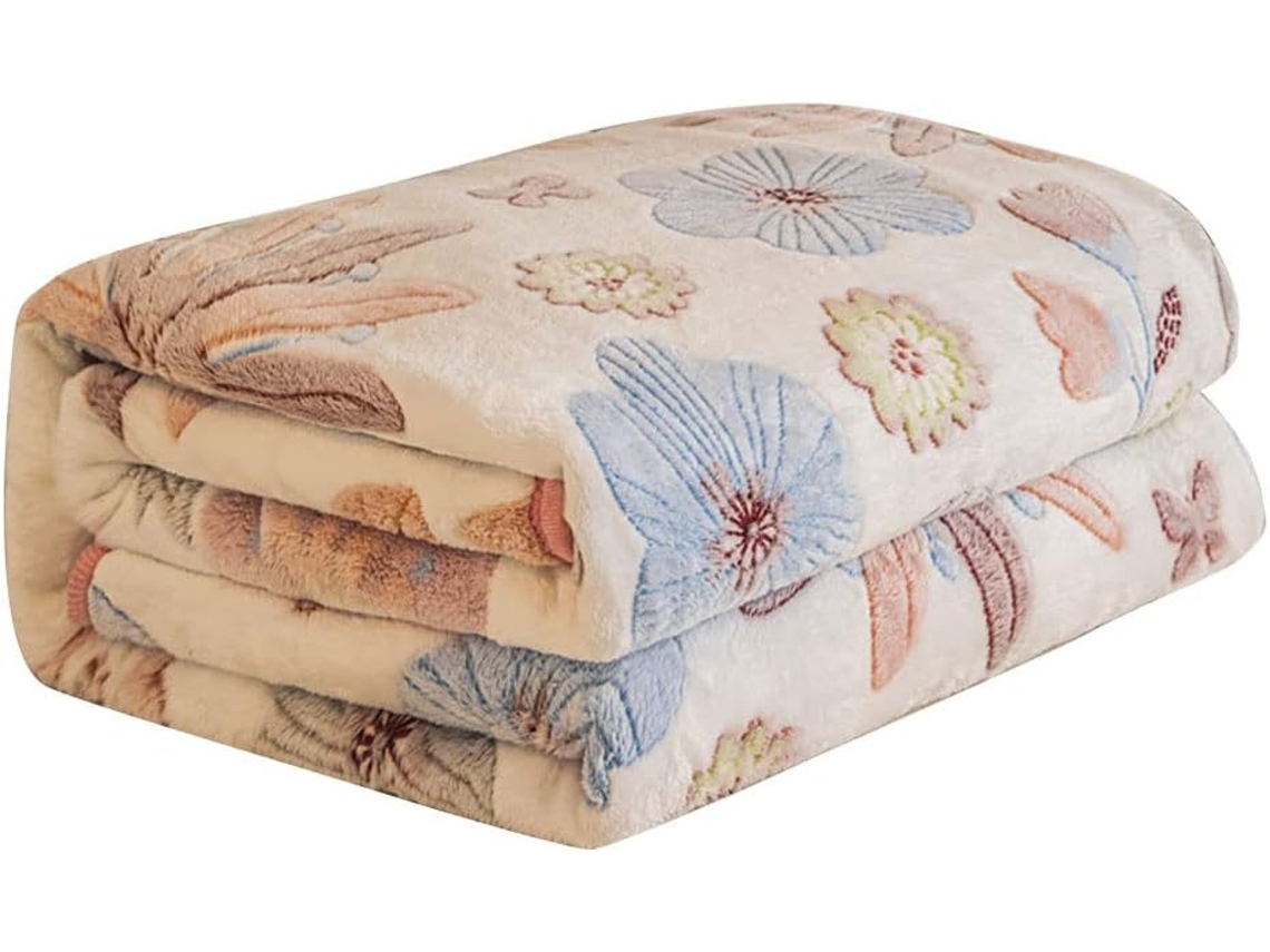 Manta de Flanela Fansu Infantil Moderna com Estampa Floral Xadrez Macia Lã Quente Colcha para Quarto Adequada