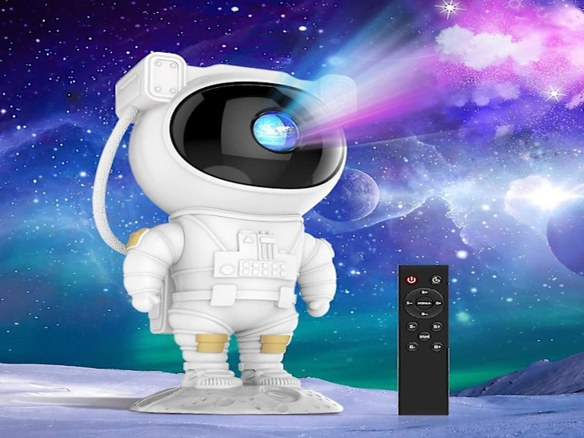 Lurelia Projetor De Estrelas Astronauta, Controlo Remoto, Usb, Rotação 360°, Led, Céu Estrelado Branco
