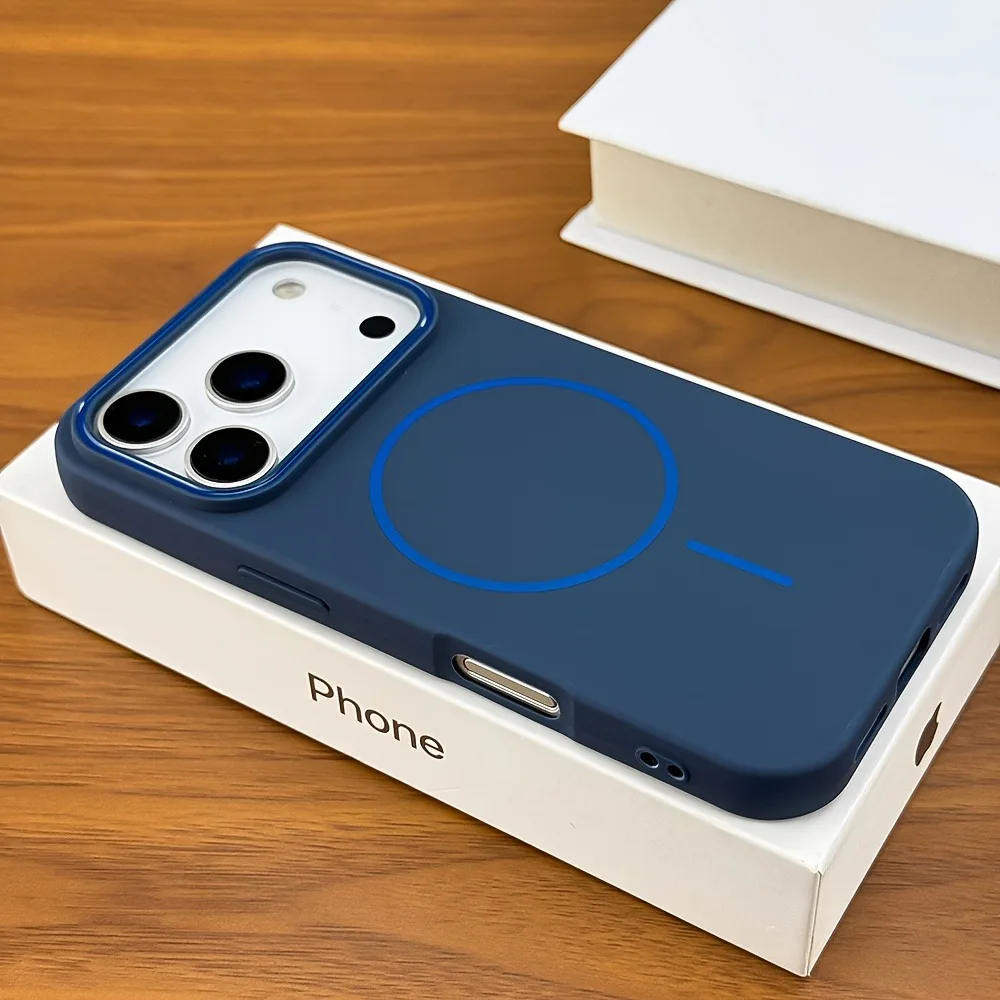 Capa Magnética Fosca Para Iphone (iphone 15 Plus Azul), Compatível Com Carregamento Sem Fio Magsafe.