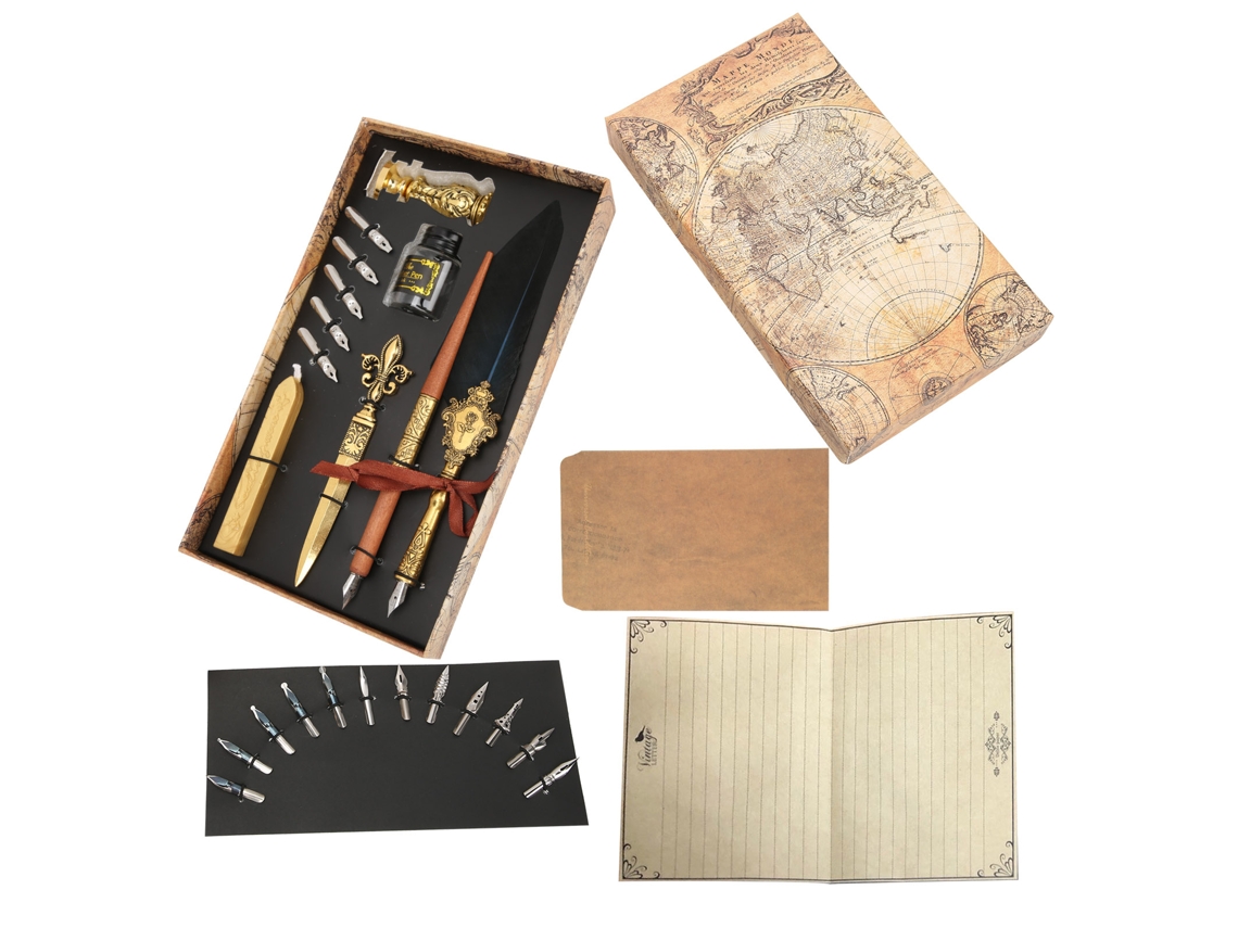 Set Pluma De Pluma Retro Británica Creativa Para Escritura Regalo Para Parejas Empresariales Maestros Azul Marino