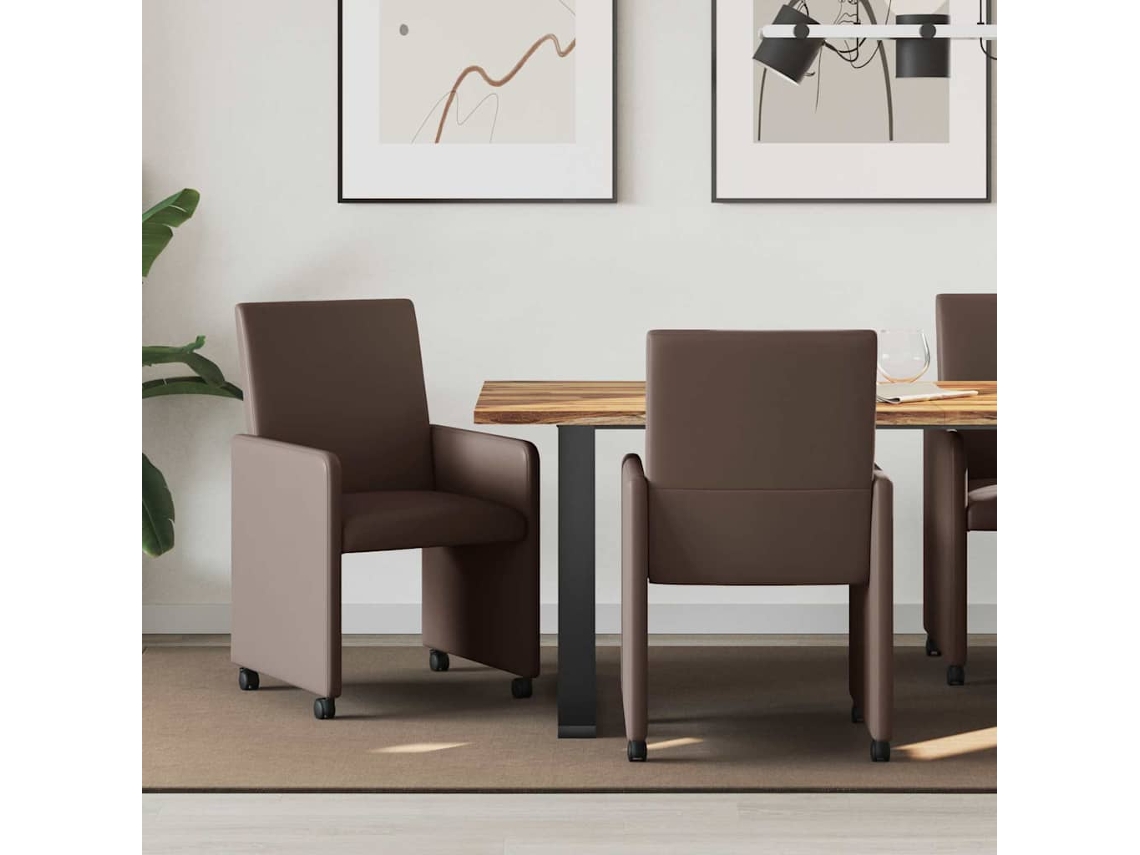Vidaxl Cadeiras De Jantar Com Rodas 2 Pcs Castanho 57 X 66 X 94 Cm