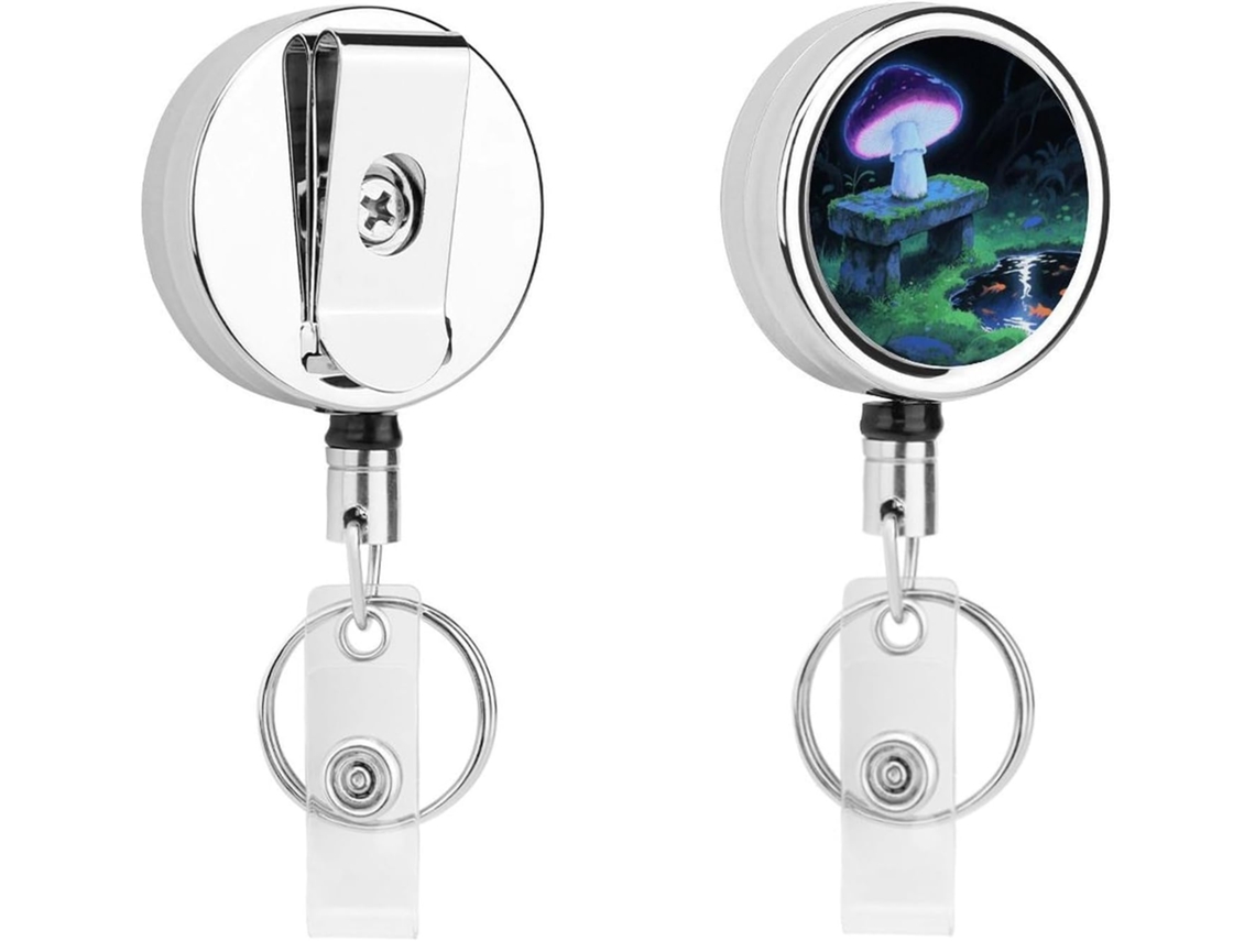 Porta Crachá Em Formato De Cogumelo Fluorescente, Moderno E Resistente, Com Cordão De Nylon De 68cm, Ideal Para