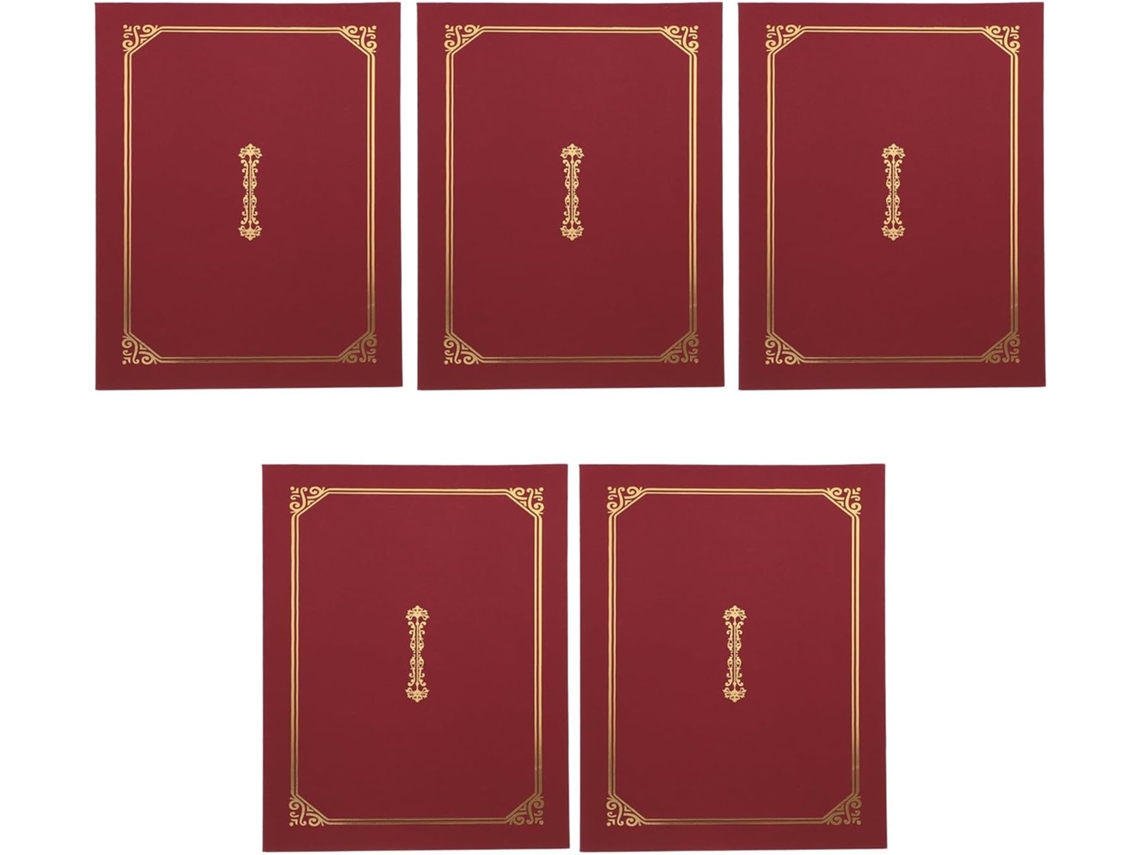 Porta-documentos Callaron A4 para certificados, com camada protetora de papel dourado, cor vinho tinto, pacote com 5 unidades.