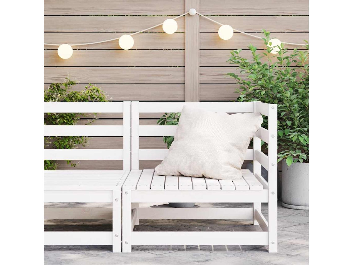 Vidaxl Sofá De Canto Para Jardim Madeira De Pinho Maciça Branco