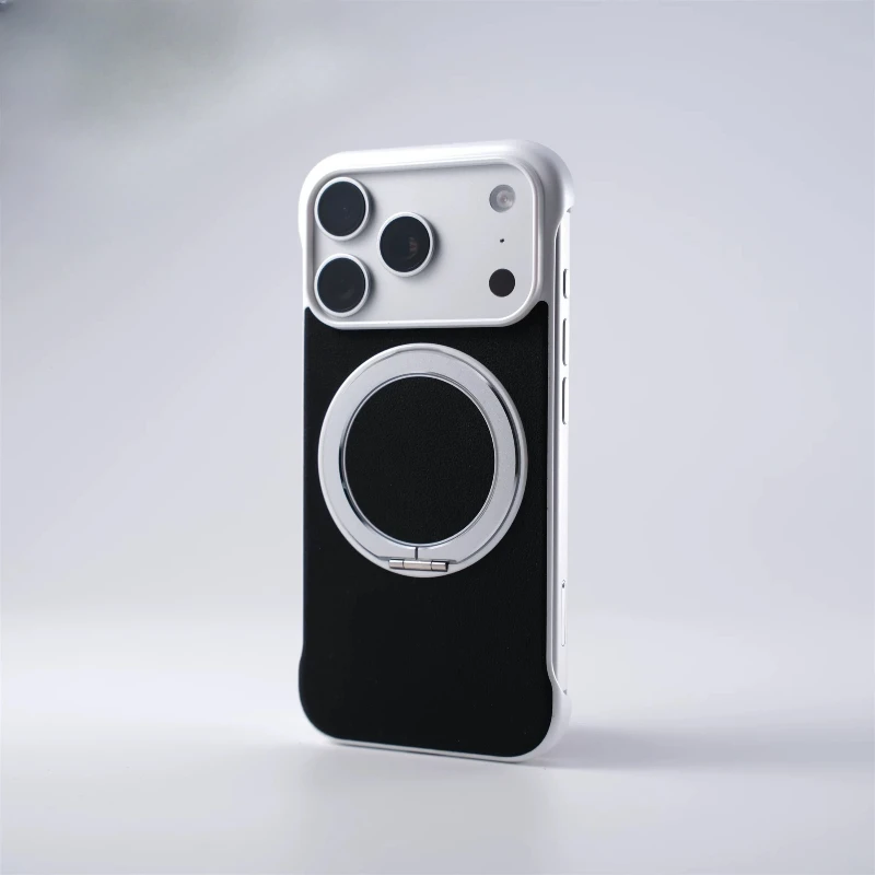 (branco Q12) Capa Magnética Para Celular Com Suporte De Anel Em Textura De Couro