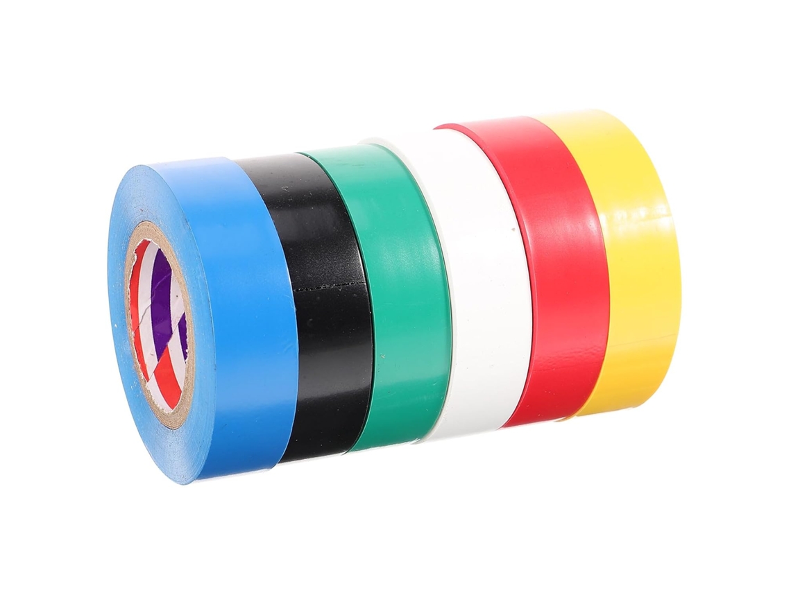 6 Rolos De Fita Isolante Elétrica Pvc, Fita Adesiva Colorida Para Isolamento, Reparos E Organização Elétrica Em Casa No