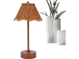 Abajur De Mesa Em Rattan 120, Lampada Recarregável Semi Fio, Decoração