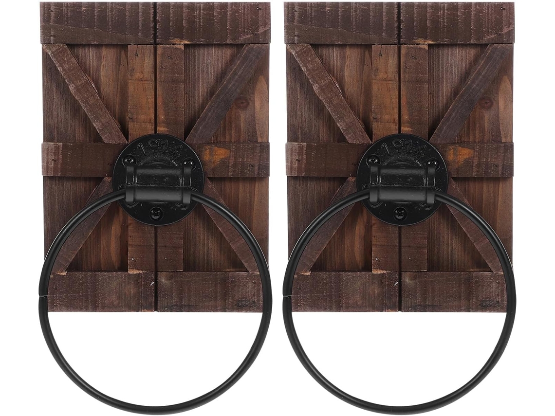 Suporte De Toalhas Parede Com 2 Anéis Ferro, Estilo Rústico, Para