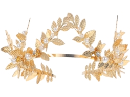 Coroa De Casamento Com Pérolas E Strass, Tiara Elegante, Acessório De Cabelo Feminino, Dourada