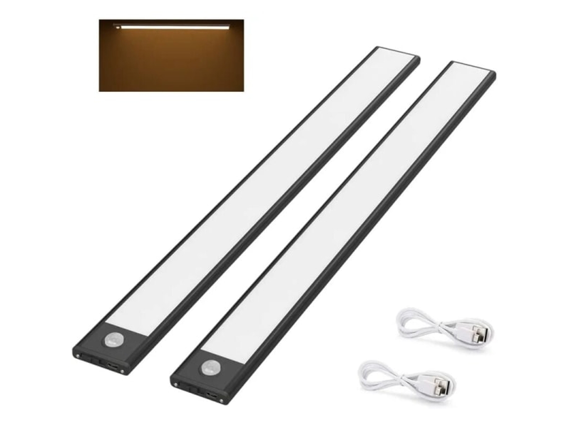 Luminária Led Para Armário, 2 Unidades, 40 Cm, Recarregável, Usb, Para Guarda-roupa, Cozinha, Corredor, Escadas Ou Móveis