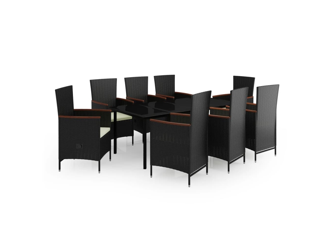 Garden Dining Set, Garden Dining Sets Vidaxl Preto Rattan / Vime (200 Cm Table Length)