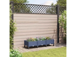 Vidaxl Vaso De Jardim Com Rodas Cinza Azul 120 X 40 X 33 Cm Pp