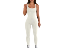 Bodycon Macacão Mulheres Yoga Macacão Nervuras Macacão Regata Macacão Sem Mangas Macacão Exercício Macacão Shapewear Branco Xl PENGDSJE