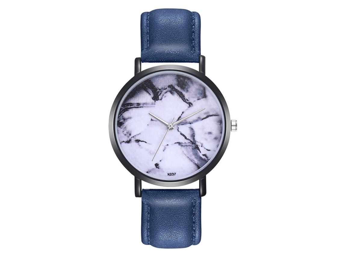 Reloj De Pareja De Cuarzo Con Correa De Cuero Pu Azul Real Patrón Simple