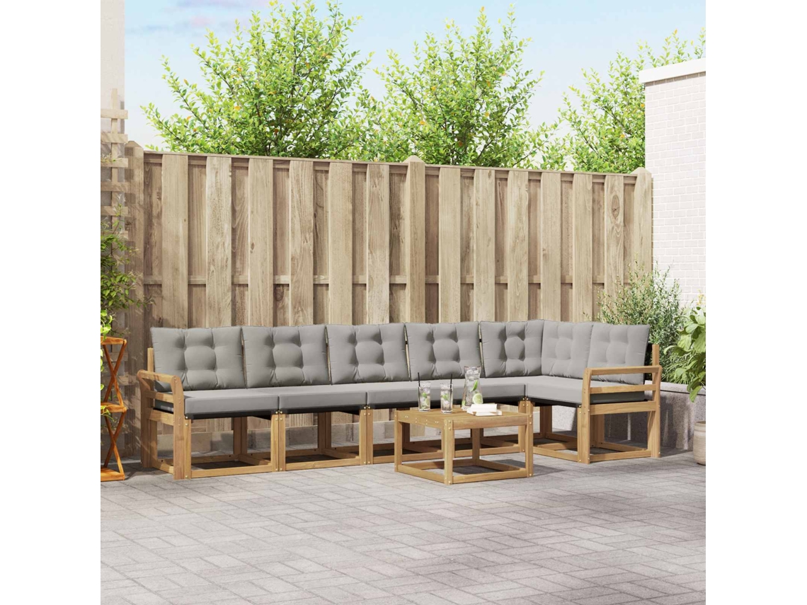 Vidaxl Conjunto De Sofás Para Exterior 7 Pcs Branco E Cinzento-claro