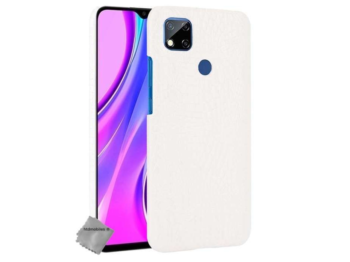 Capa Rígida De Couro Falso De Crocodilo Para Xiaomi Redmi 10a Vidro Temperado - Branco