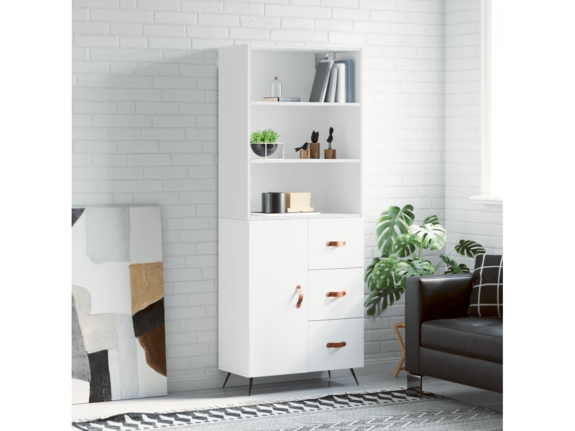 Vidaxl Armário Alto 69,5x34x180 Cm Derivados De Madeira Branco