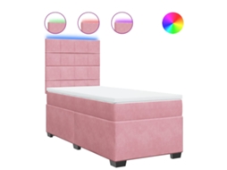 Cama com Molas/colchão 100x200 Cm Veludo Rosa MAISON EXCLUSIVE
