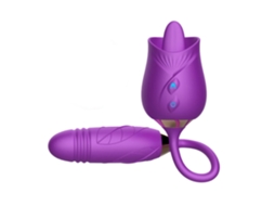 Rose Toy Para Mulheres Com Língua, 3 Em 1 Mamilo Do Clitóris Estimulador De Lamber A Língua Vibrador Vibrador Do Ponto G, Roxo