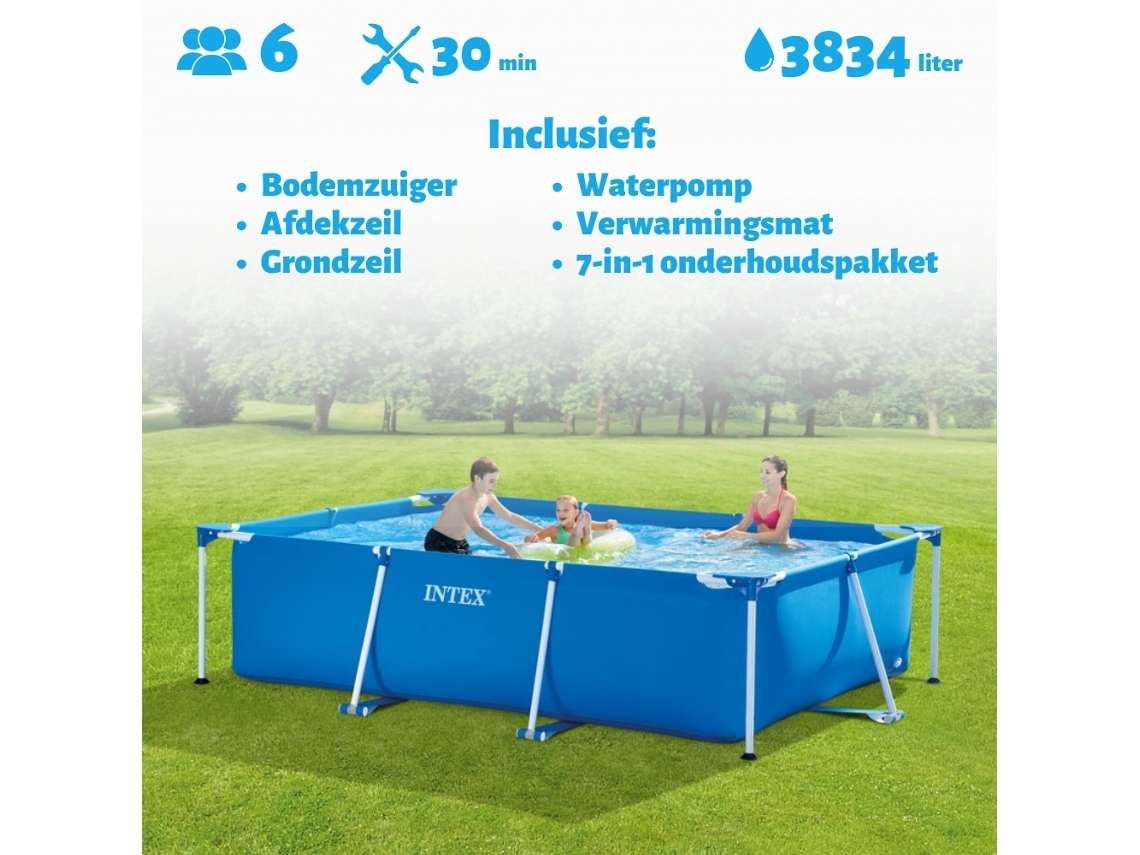 Piscina com Estrutura Retangular INTEX 300 X 200 X 75 Cm Azul Incluída Acessórios Cb97