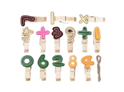 Clips de Madeira Multifuncionais Numerados com Desenhos Animados para Decoração, Cores Sortidas, Madeira Resistente, 1 Conjunto BRILVIBERA