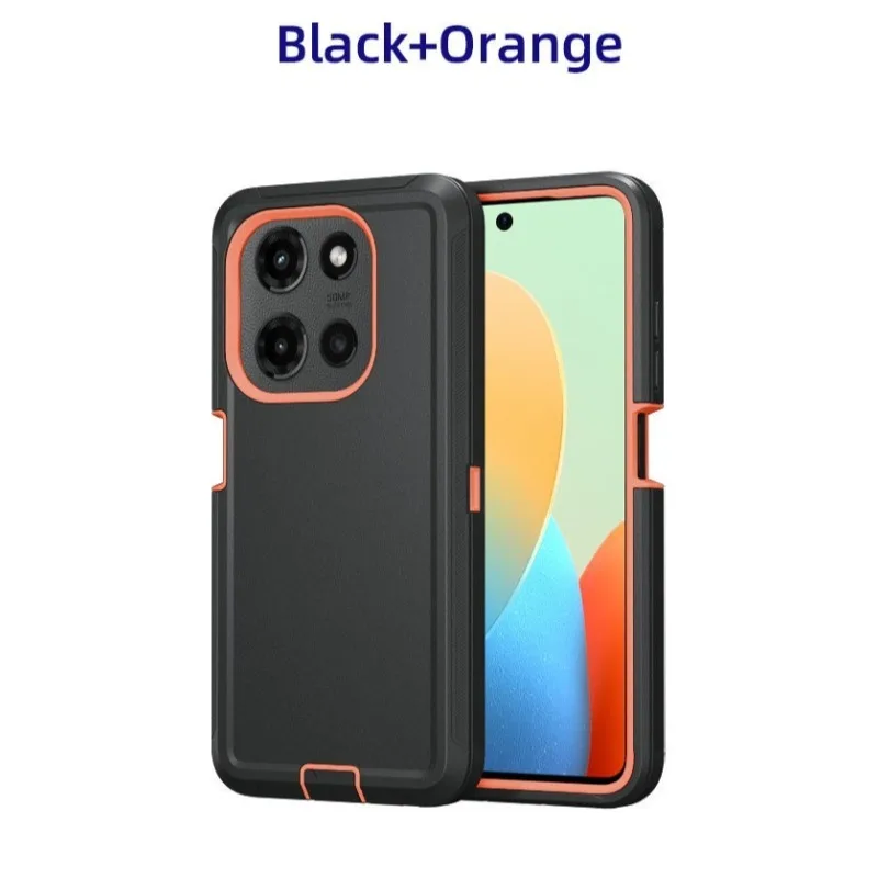 (preto E Laranja, Motorola Moto G Stylus (2023)) Capa Protetora De Tripla Camada, Capa Protetora De Material Híbrido Resistente