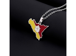 Colar Pingente 2026 com Bandeira Regional da Sicília Itália em Aço Inox Ouro Prata Presente Prateada Cor Prateada 50 Cm