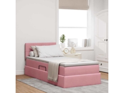 Vidaxl Cama Com Armazenamento Com Cabeceira Rosa 90 X 200 Cm Veludo