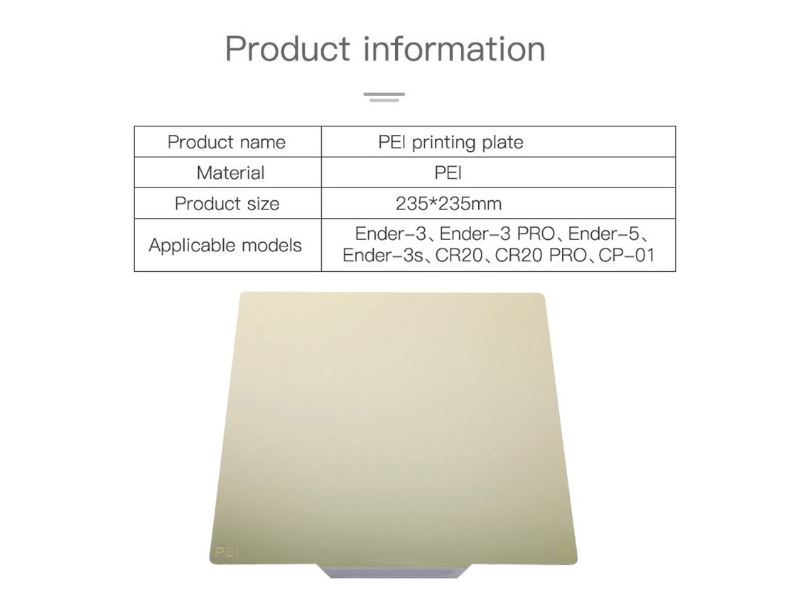 Placa Magnética Pei Para Cama Quente 235x235mm Compatível Com Ender-3/ender-5 Impressora 3d Acessório Resistente Ao Calor