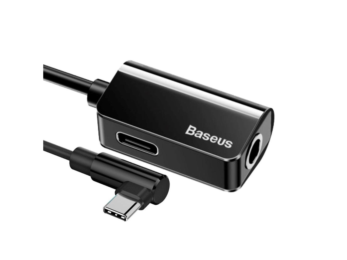Adaptador Usb-C Macho Curvo para Usb-C / Jack 3.5Mm Baseus
