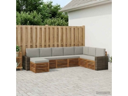 Vidaxl Conjunto De Sofás Para Exterior 8 Pcs Natural E Cinzento-claro
