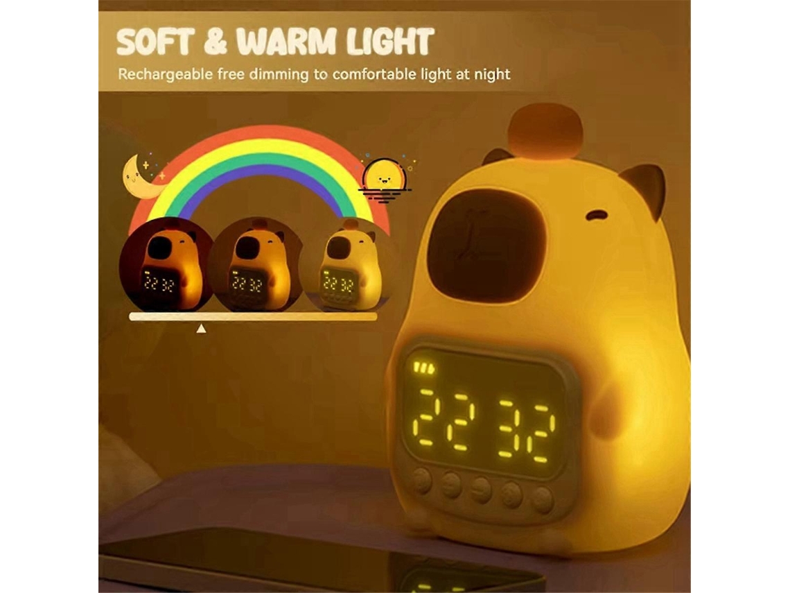 Abajur De Cabeceira Com Tema De Capivara, Relgio Soneca Led, Luz Noturna Recarregvel, Controle Por Toque O Presente Perfeito. Aquaforge