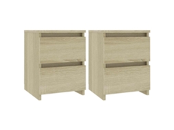 Bedside Cabinet, Bedside Cabinets Vidaxl Marrom Madeira Processada (n/a)