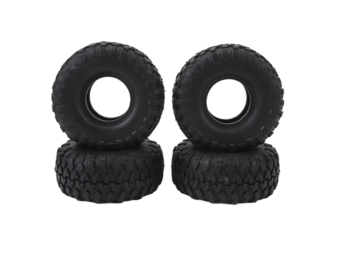 4 Pneus De Carro Rc De Borracha Com Textura Irregular Para Substituição De Carros Rc 1/10 Crawler Preto
