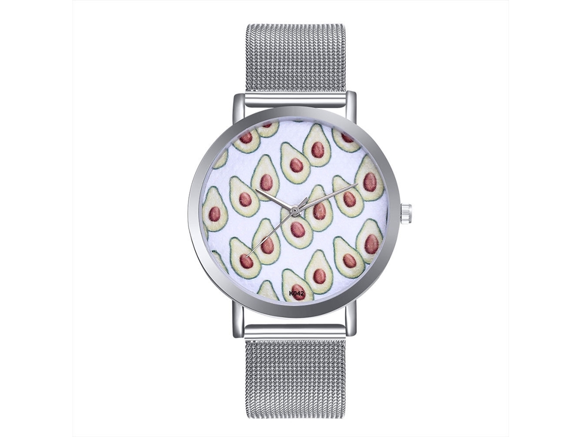 Relógio de Pulso Feminino com Pulseira de Malha de Aço Mostrador Redondo Quartzo Prata