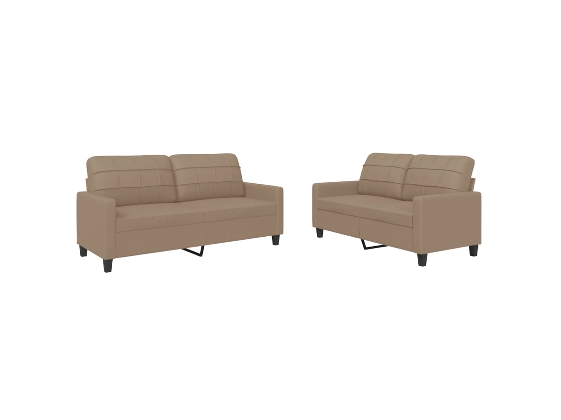 Conjunto de 2 Sofás com Almofadões Couro Artif. Cappuccino MAISON EXCLUSIVE