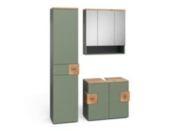 Mobiliário Casa de Banho Conjunto 3 Peças Verde Fosco com Base 73x37cm VICCO