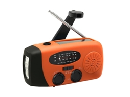 Rádio am/fm AQUAFORGE com lanterna led, bateria externa 2000mah, solar e manivela