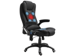 Cadeira de Escritório Massagem 68x72x110 Cm com 6 Pontos Reclinável 130° Aquecimento Preto | S/MARCA