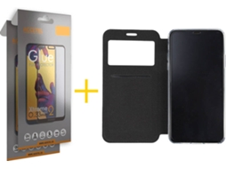 Kit Capa + Película 2 X Vidro Full iPhone 12 « 12 Pro Skyhe Gandy Flip Cover Preto