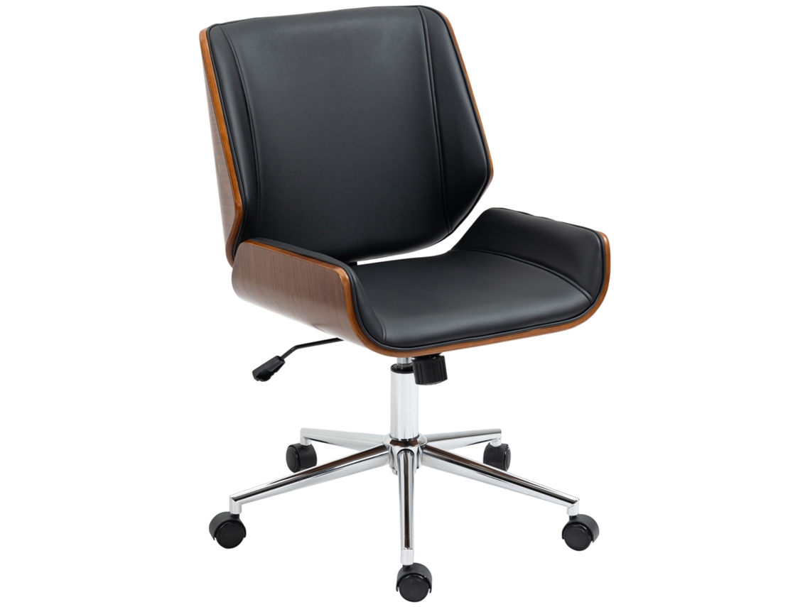 Cadeira de Escritório Giratória em PU com Inclinação, Altura Ajustável, Rodas 92 Cm 51x65,5x82 Preto S/MARCA