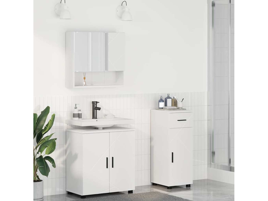 Vidaxl Conjunto De Móveis Para Banheiro 3 Unid. Branco 61 X 35 X 64 Cm