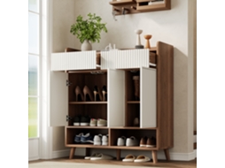 Aparador Sapateira 3 Portas 2 Gavetas Branco Madeira 90x35x100cm