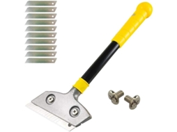 Rasqueta de metal LINJOU com 10 lâminas, universal para vidro, cerâmica e pisos, cabo 31cm
