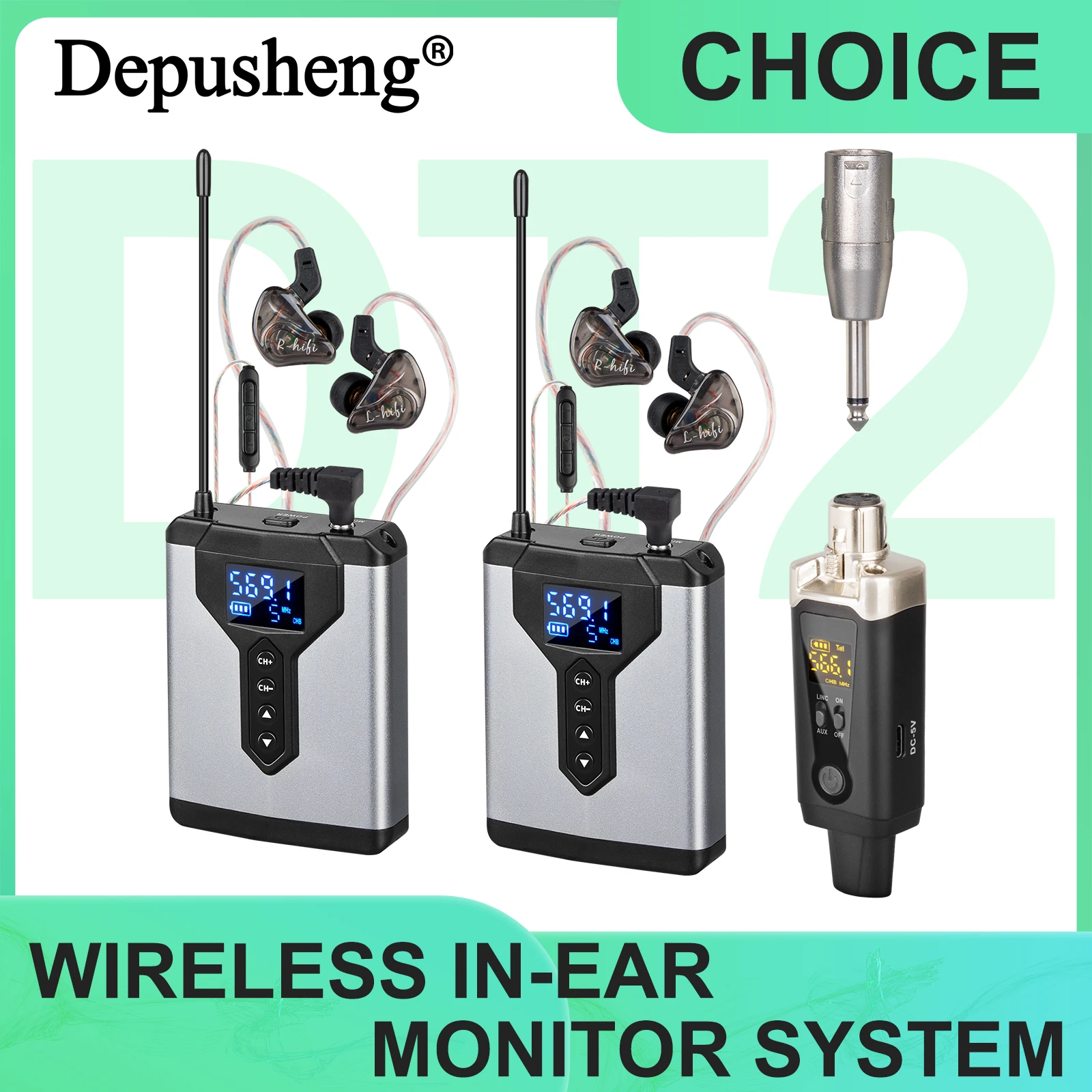 Sistema De Monitor Intra-auricular Sem Fio, Transmissor E Receptor Portátil E Recarregável Para Performance Em Palco Dt4