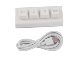 Teclado Mecânico Mini Programável 4 Teclas com Interruptor Vermelho para Gaming e Escritório Branco | S/MARCA