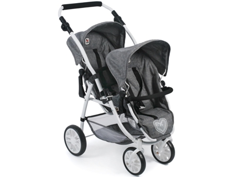 Carrinho Tándem para Bonecas Vario, Jeans Grey Bayer Chic 2000
